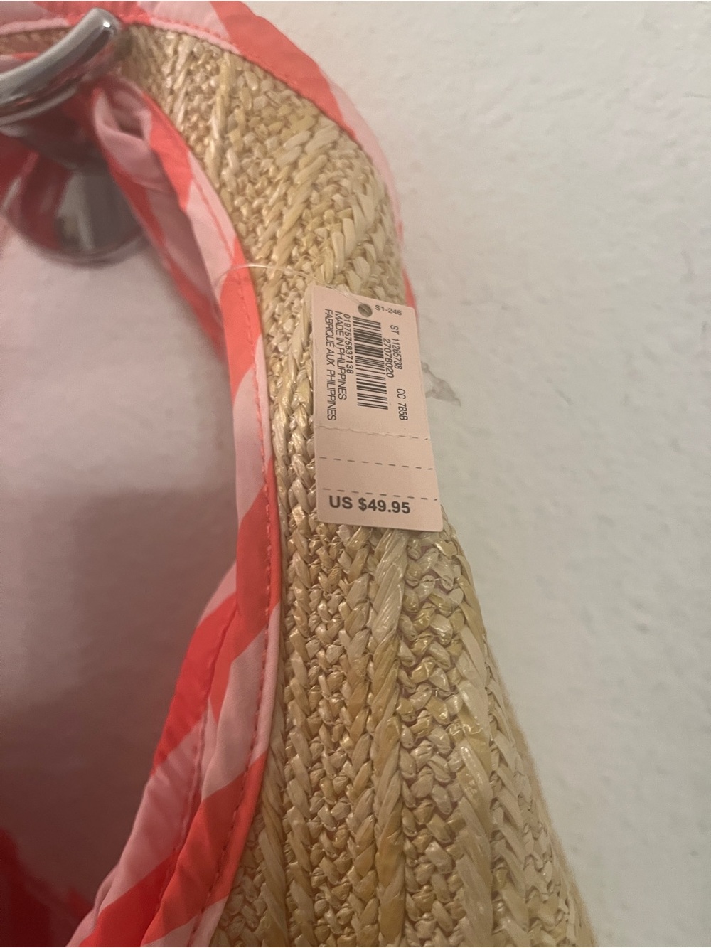 Victoria’s Secret Reversible Straw Tote Beach Bag Pink White Stripes NWT - Picture 13 of 13